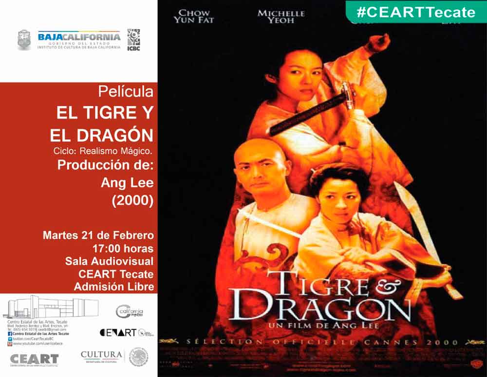 Martes de cine en CEART Tecate proyectará “El Tigre y el Dragón”