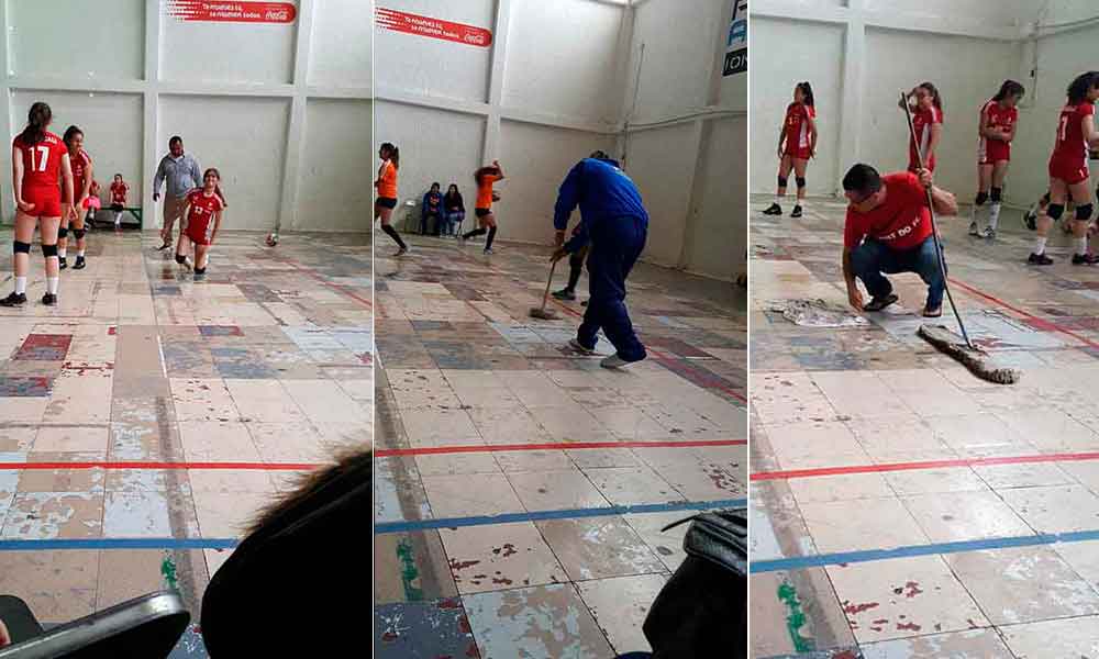 Goteras impiden juegos de voleibol en Unidad Deportiva de Tecate