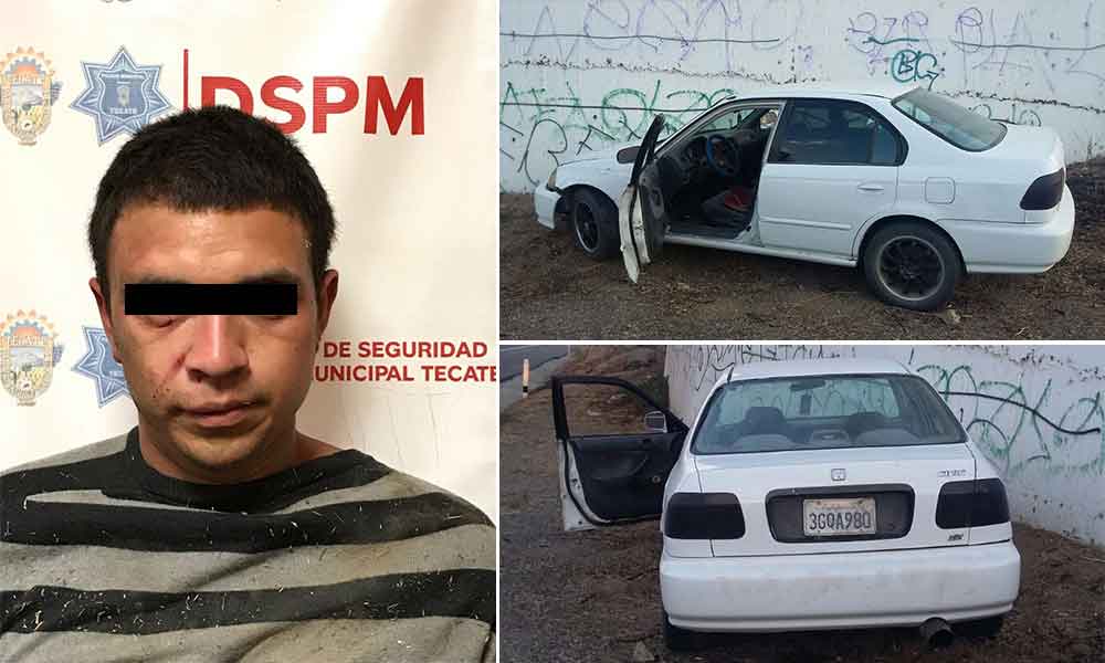 Detenido en persecución por robo de vehículo en Tecate