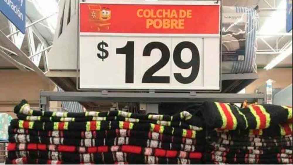Walmart vende “colchas para pobres” en 129 pesos