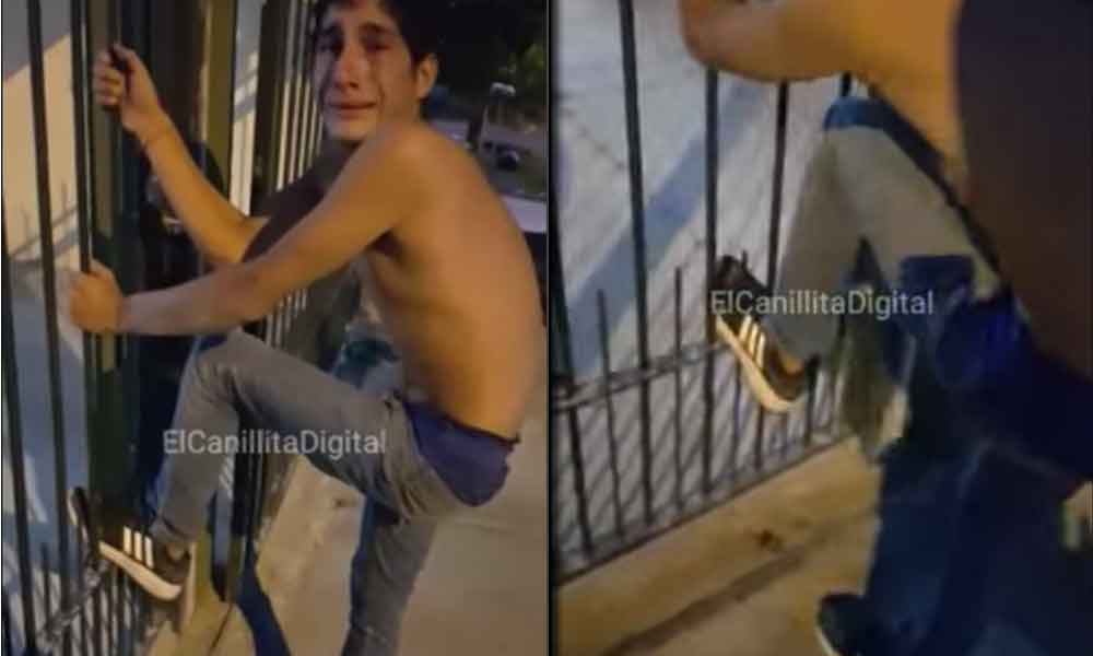 (VIDEO) Intentó entrar a robar y se enterró la reja en el pie