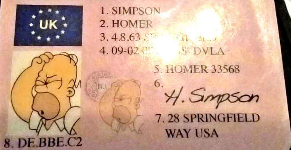 Hombre intenta librarse de la justicia con licencia de Homero Simpson