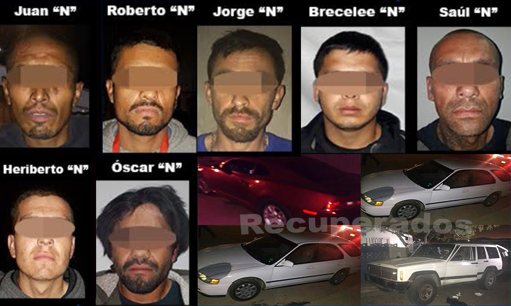 Detienen a 7 sujetos y recuperan 5 vehículos robados en Tijuana