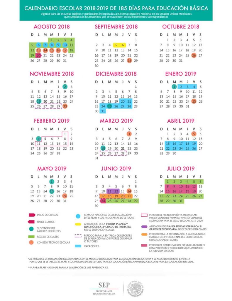 Aquí está el Calendario Escolar para el Ciclo Escolar 2018 – 2019 ...