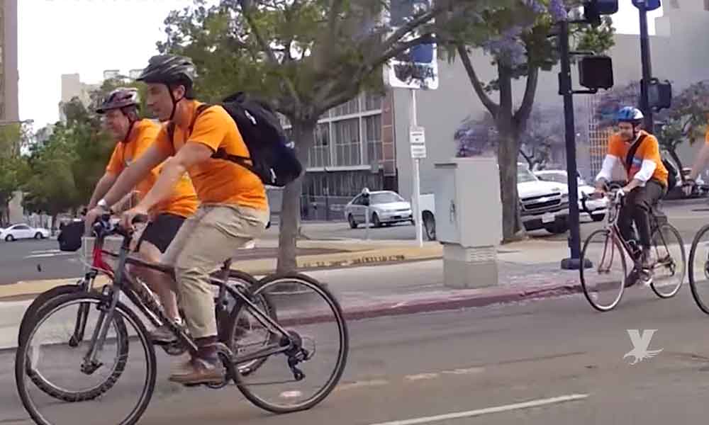 (VIDEO) Habitantes de San Diego cambiaron por un día sus automóviles por bicicletas