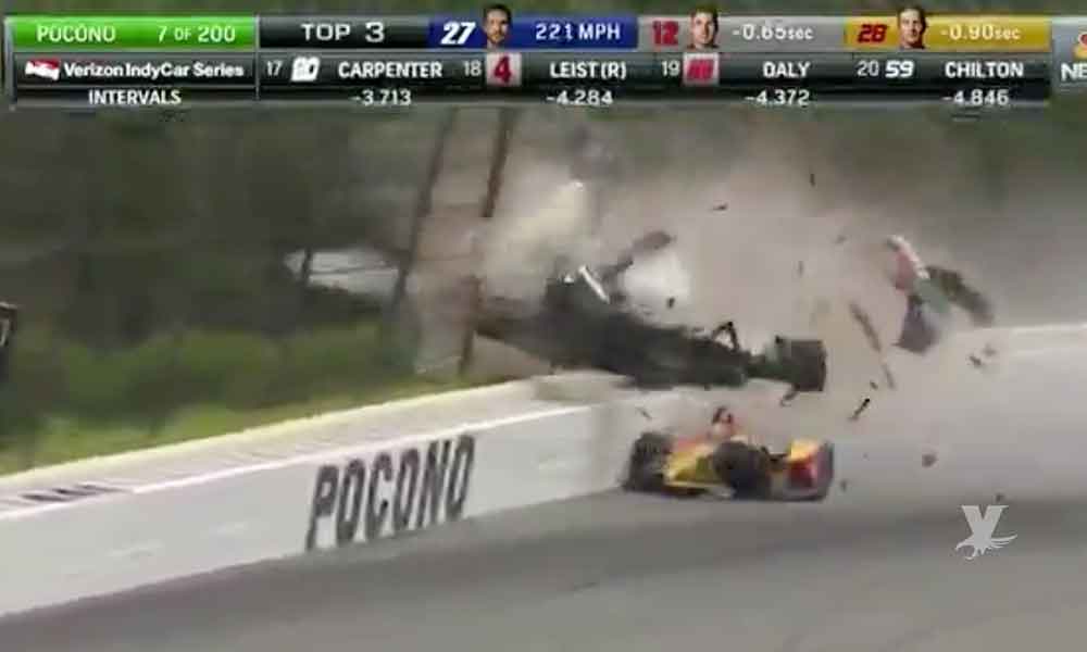 (VIDEO) Robert Wickens salva su vida después de un aparatoso accidente en las 500 millas de la IndyCar
