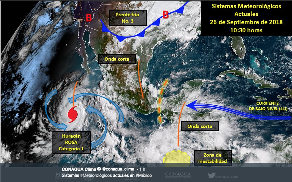 Alertan extremar precauciones, esperan hoy llegada de huracán “Rosa” a Baja California
