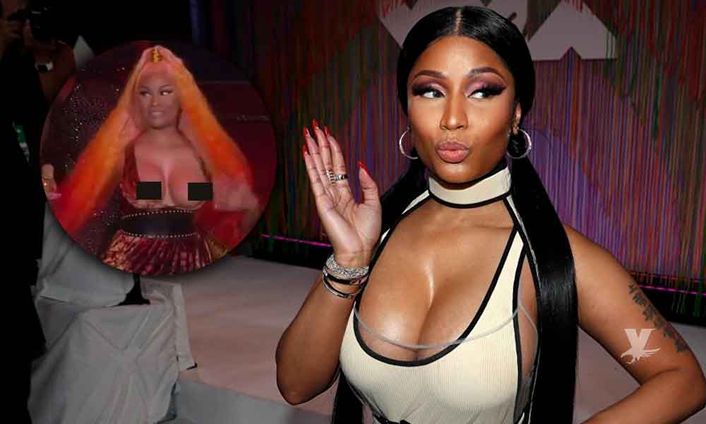 (VIDEO) Vestuario traiciona a Nicki Minaj en pleno concierto y termina “mostrando todo”