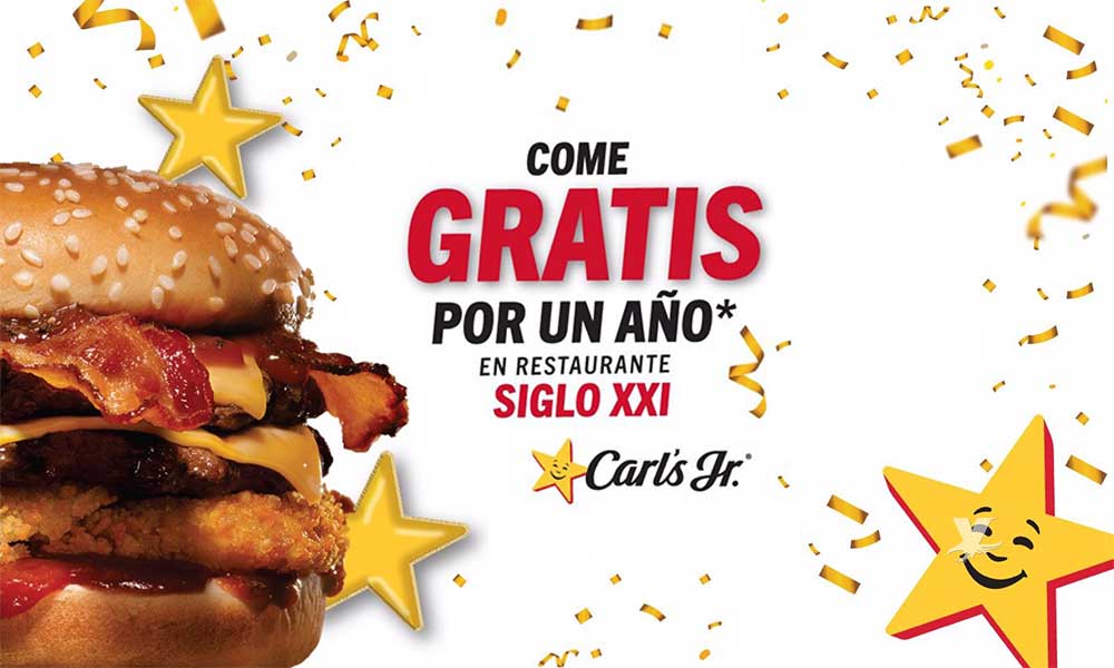 Carl’s Jr regalará hamburguesas ¡Gratis por 1 año! a las primeras 100 personas