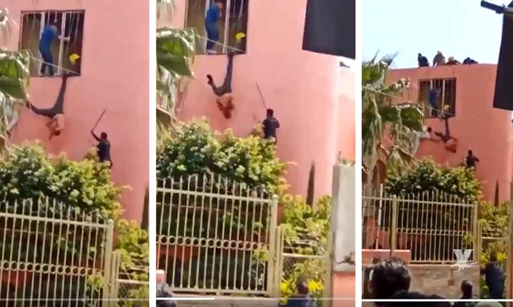 (VIDEO) Policías agarran de “piñata” a ladrón de vehículos