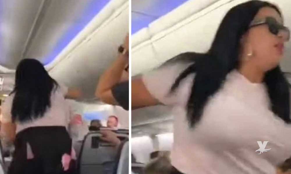 (VIDEO) Mujer golpea a su novio a bordo de un avión por estar viendo a las azafatas y otras mujeres