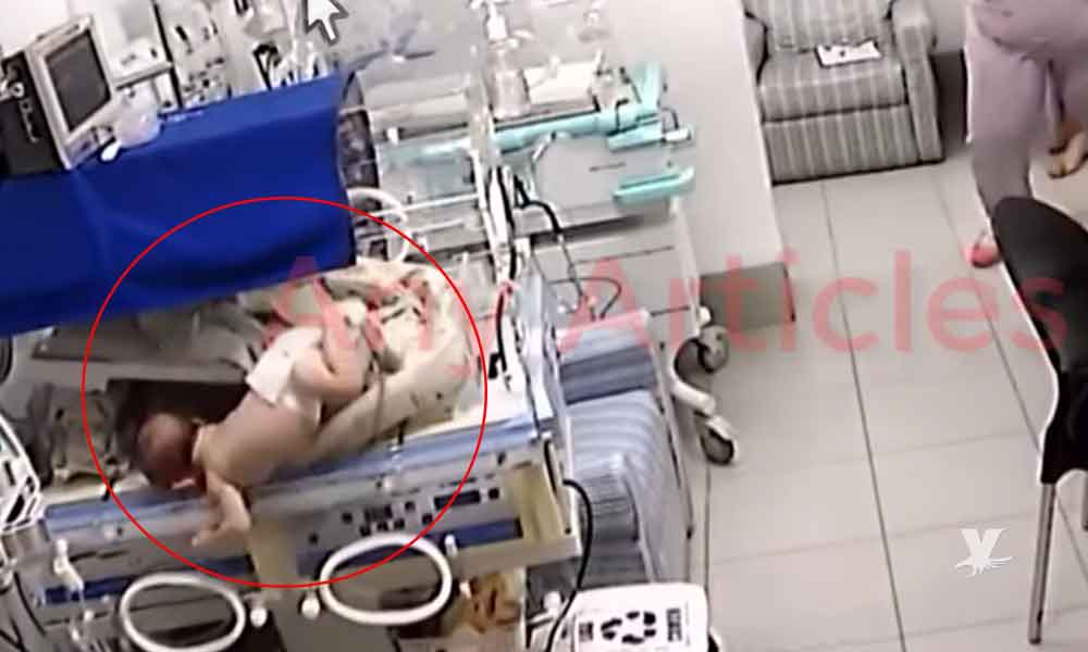 (VIDEO) Descuido ocasiona que bebé caiga de una incubadora