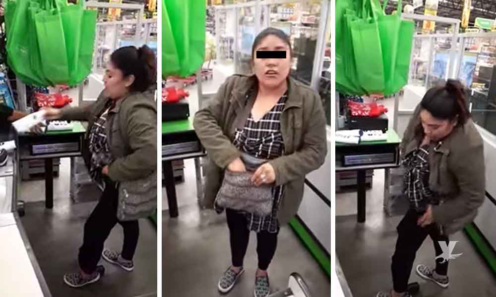 (VIDEO) Mujer es sorprendida robando en Bodega Aurrerá de Tijuana