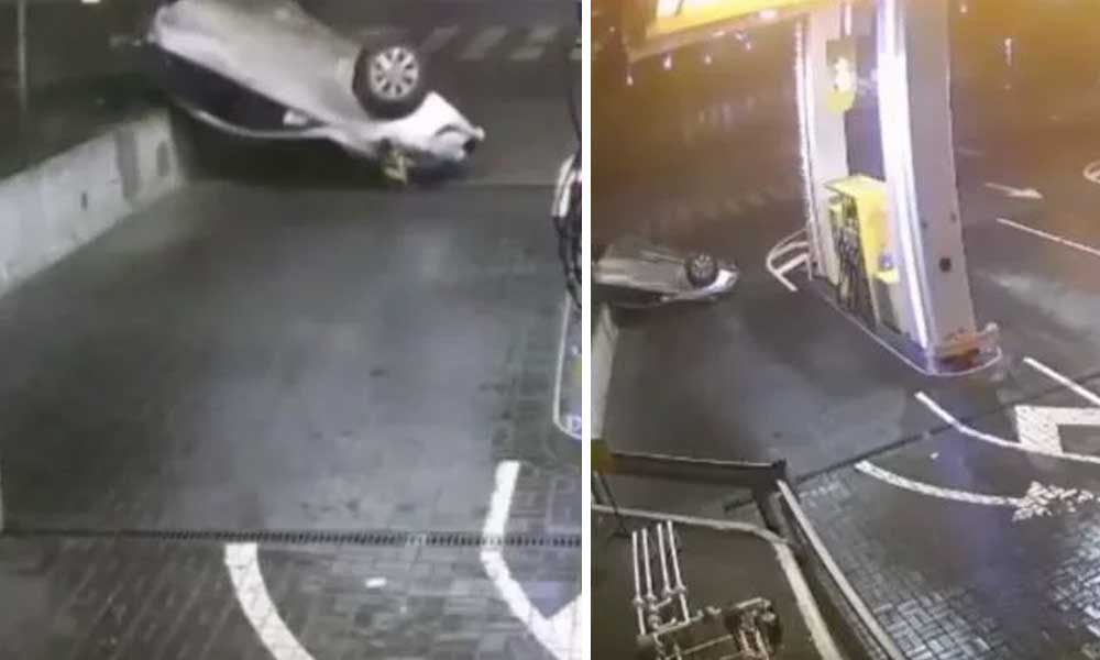 (VIDEO) Muere chofer de tráiler al quedarse dormido y chocar a unos metros de una estación de gasolina