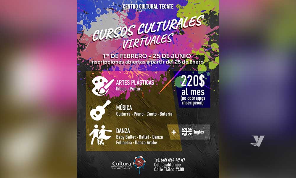 Invita Centro Cultural Tecate a cursos culturales virtuales