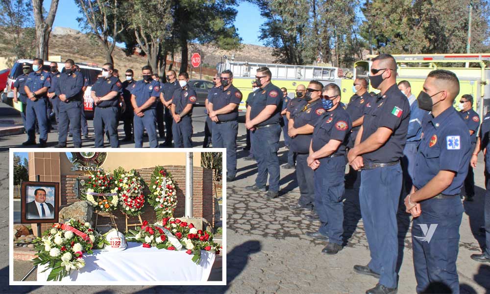 Rinden autoridades del XXIII Ayuntamiento de Tecate honras fúnebres a Óscar Javier Camacho Gutiérrez, director de la coordinación de Protección Civil y Bomberos