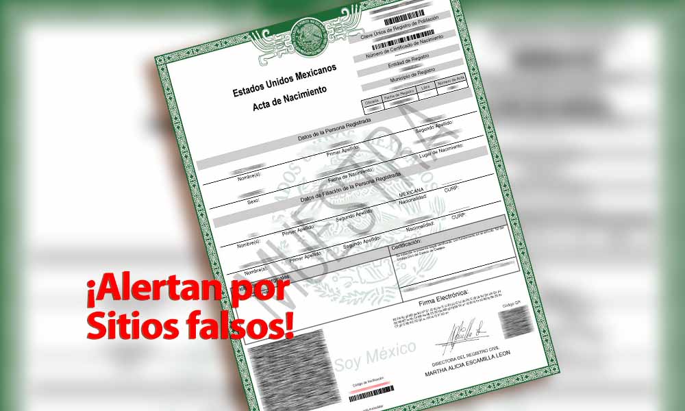 Advierte Registro Civil sobre sitios falsos para obtener actas de nacimiento