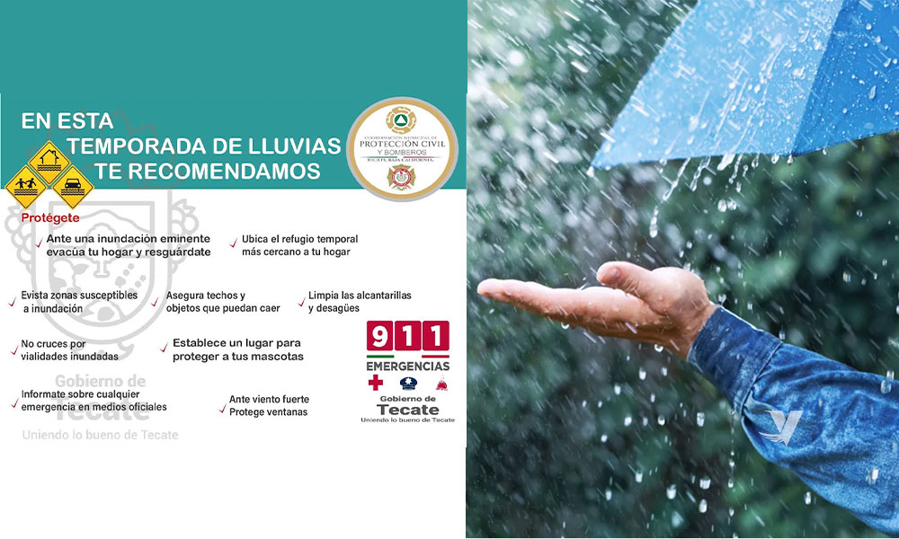 Recomendaciones ante pronóstico de lluvias para Tecate: Consejo Municipal de Protección Civil